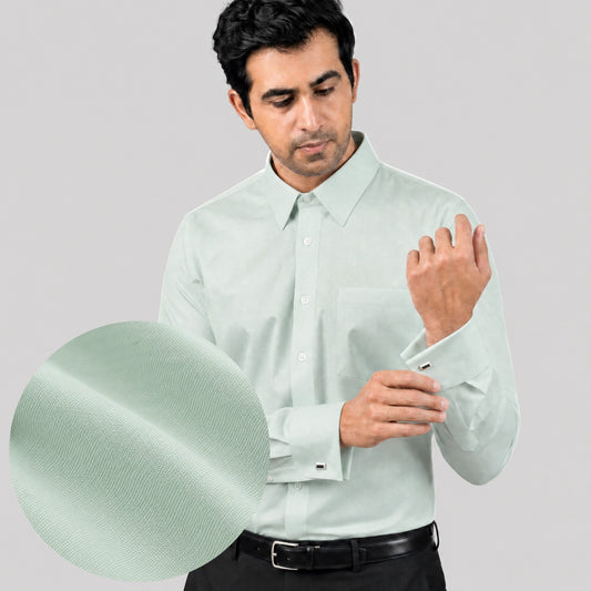Pista Green Premium Luxury Cotton Oxford Formal Shirt for Men – French Cuffs