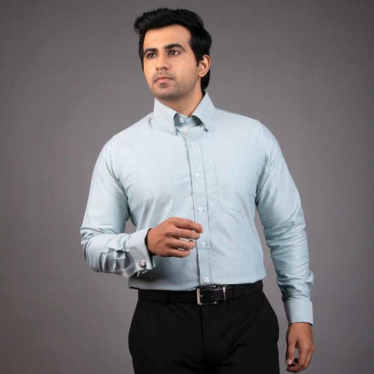 Pista Green Premium Luxury Cotton Oxford Formal Shirt for Men – French Cuffs