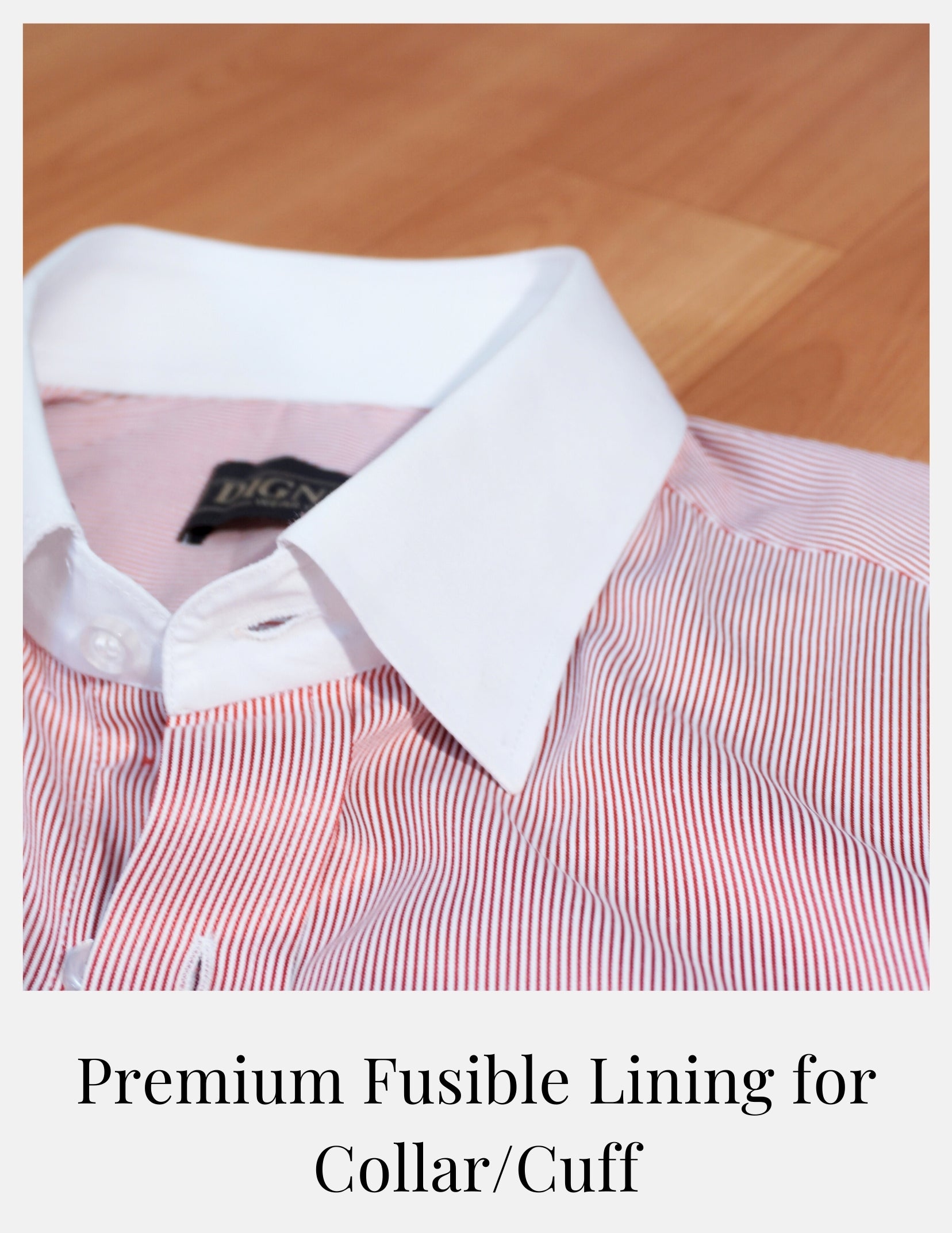 Red Hairline Stripe Formal Shirt for Men – White Contrast Collar & French Cuffs | Dignity | Premium Fusible lining to avoid bubbles View