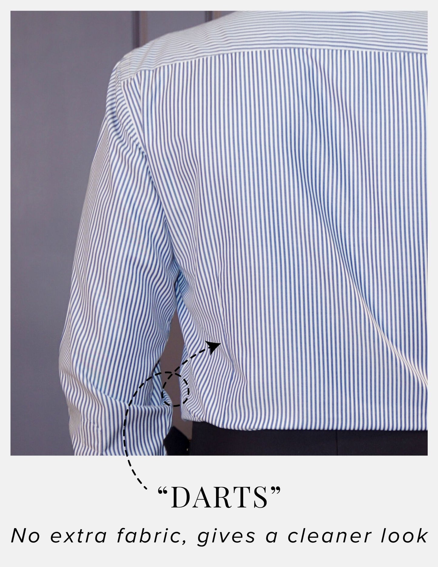 Royal Blue Banker Stripe Formal Shirt for Men – White Contrast Collar & French Cuffs | Dignity | Darts at the back to avoid muffin tops View