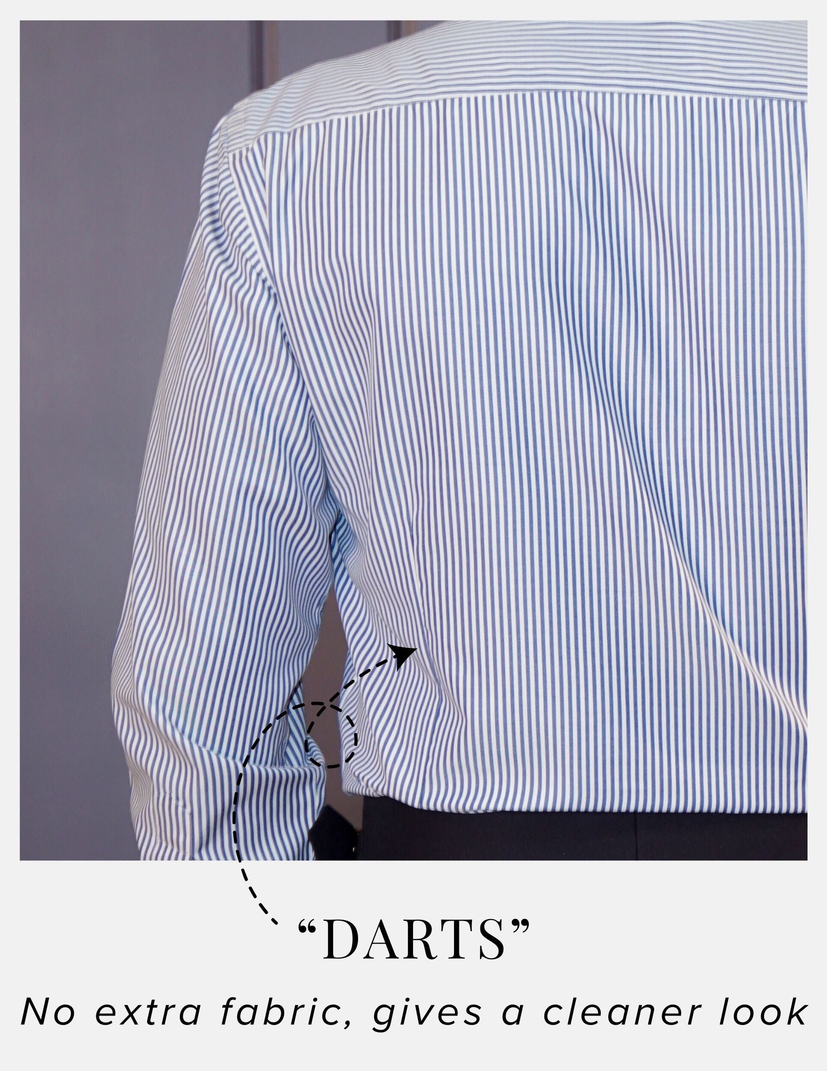 Royal Blue Banker Stripe Formal Shirt for Men – White Contrast Collar & French Cuffs | Dignity | Darts at the back to avoid muffin tops View