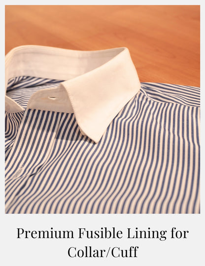 Royal Blue Banker Stripe Formal Shirt for Men – White Contrast Collar & French Cuffs | Dignity | Premium Fusible Lining View