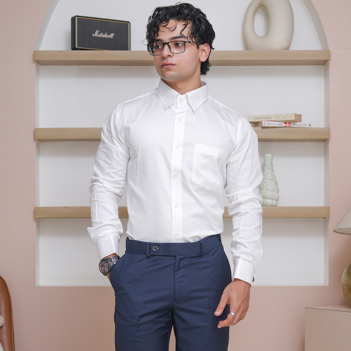 White Giza Cotton Formal Shirt for Men – French Cuffs