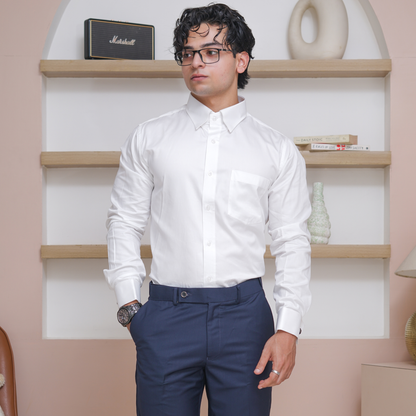 White Giza Cotton Formal Shirt for Men – French Cuffs