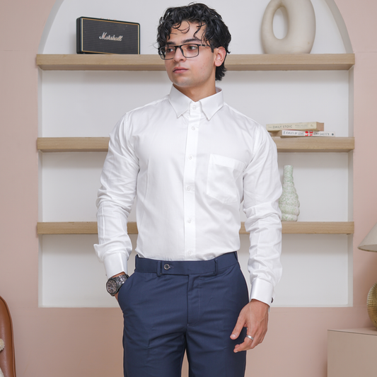 White Giza Cotton Formal Shirt for Men – French Cuffs