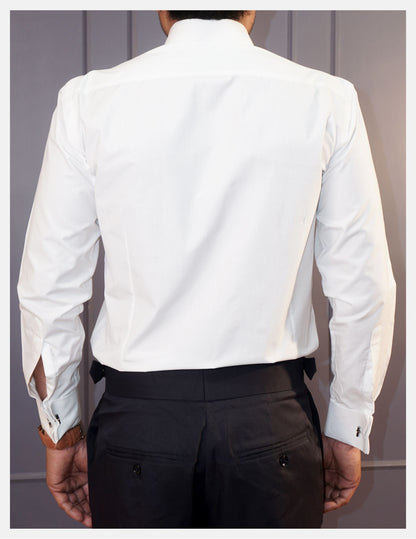 White Giza Cotton Formal Shirt for Men – French Cuffs | Dignity | Back View