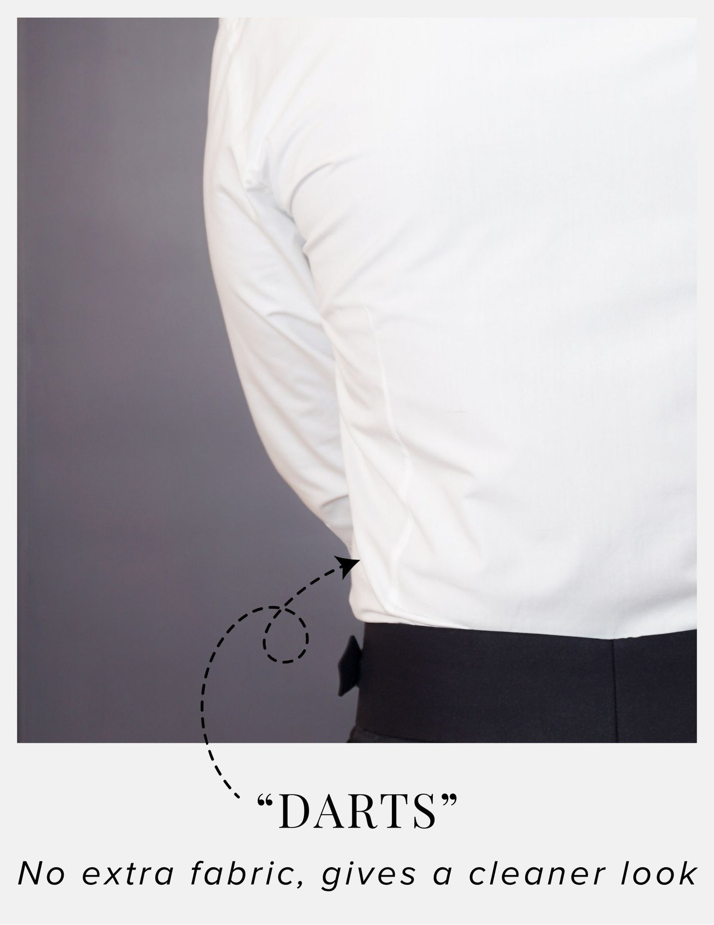 White Giza Cotton Formal Shirt for Men – French Cuffs | Dignity | Darts at the back to avoid muffin top View