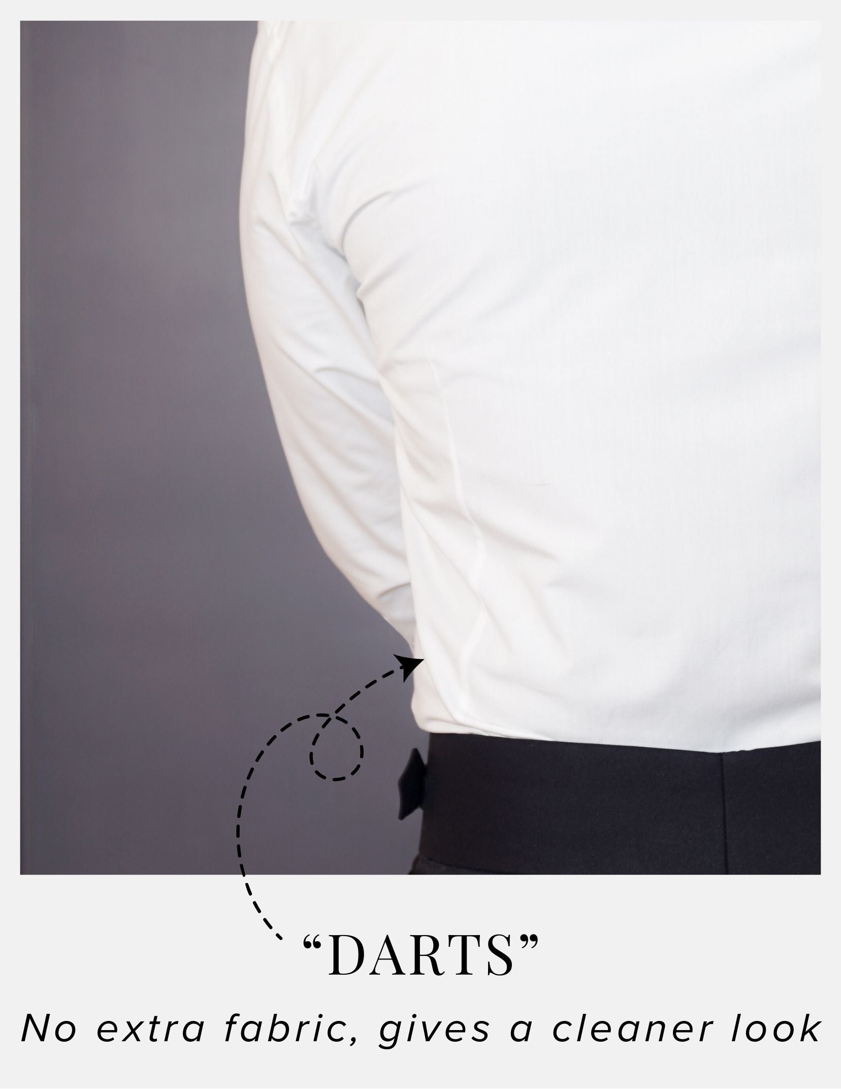 White Giza Cotton Formal Shirt for Men – French Cuffs | Dignity | Darts at the back to avoid muffin top View