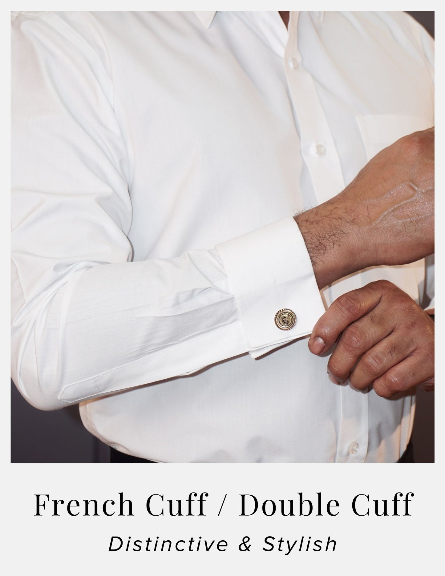 White Giza Cotton Formal Shirt for Men – French Cuffs | Dignity | Free Cuff Links View