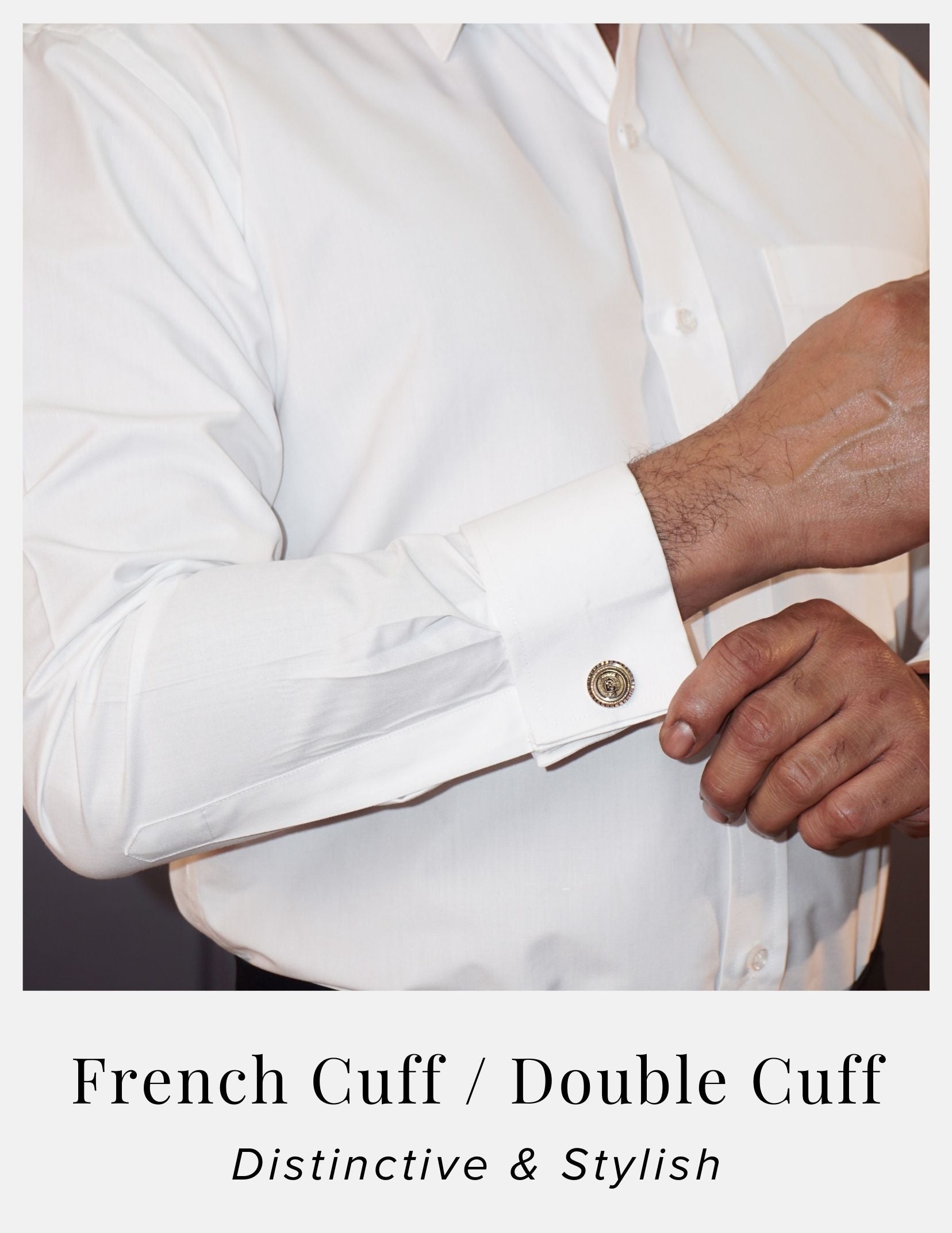 White Giza Cotton Formal Shirt for Men – French Cuffs | Dignity | Free Cuff Links View
