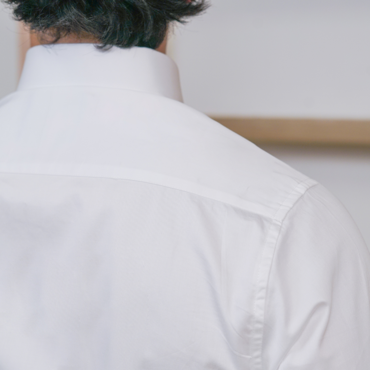 White Giza Cotton Formal Shirt for Men French Cuffs/backside angle