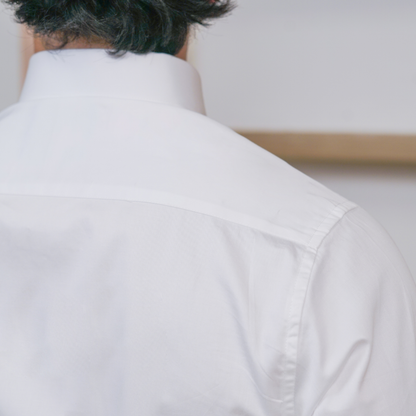 White Giza Cotton Formal Shirt for Men French Cuffs/backside angle