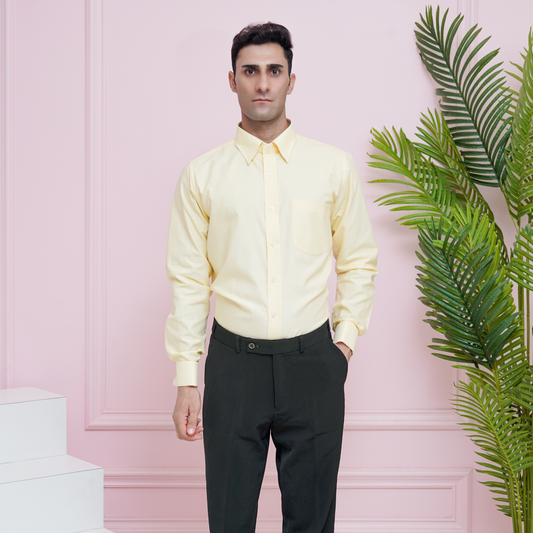 Yellow Oxford Formal Shirt for Men – French Cuffs/ front view