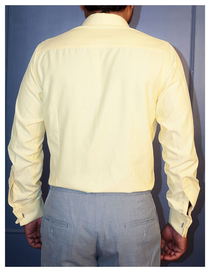 Yellow Oxford Formal Shirt for men with French Cuffs and Concealed Button Down Collar | Dignity | Back View