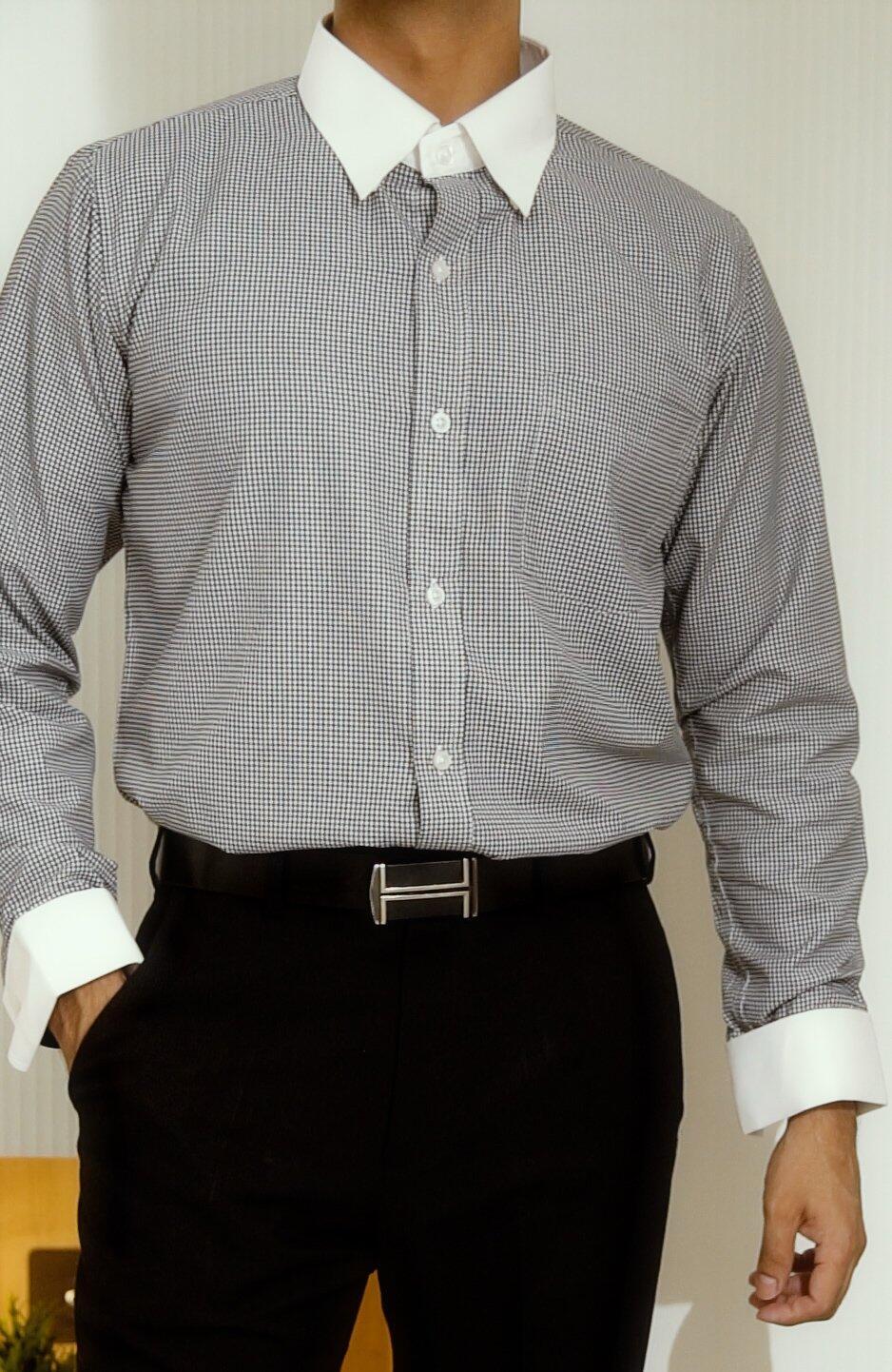 Rishi Arora wearing the Dignity Black Check Shirt