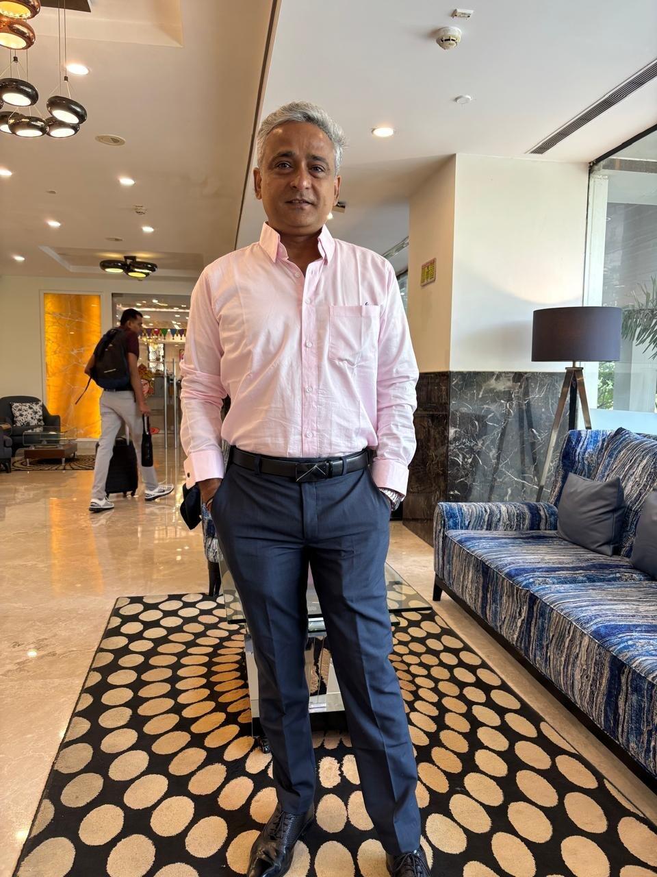Mr. Singh wearing the Dignity Black Cotton Satin Shirt