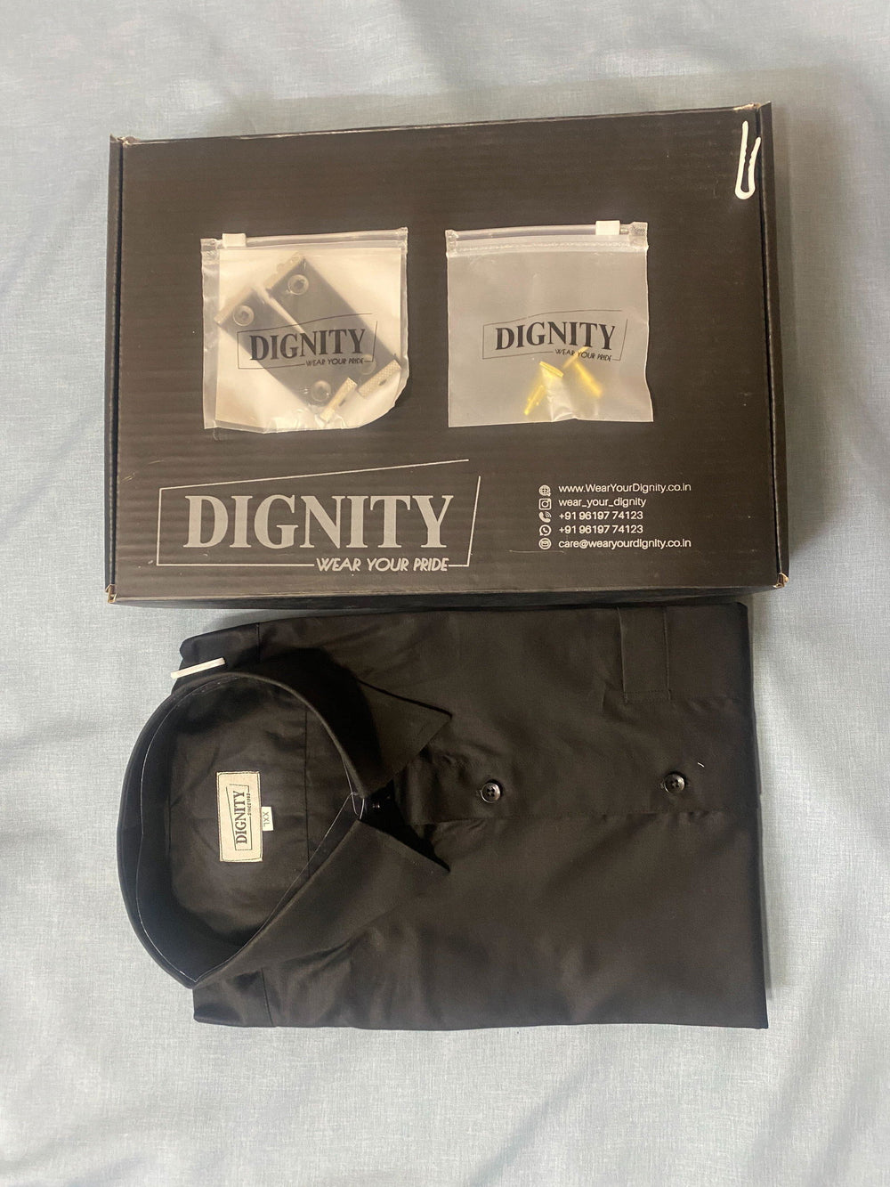 Hassan Ali wearing the Dignity Black Cotton Satin Shirt