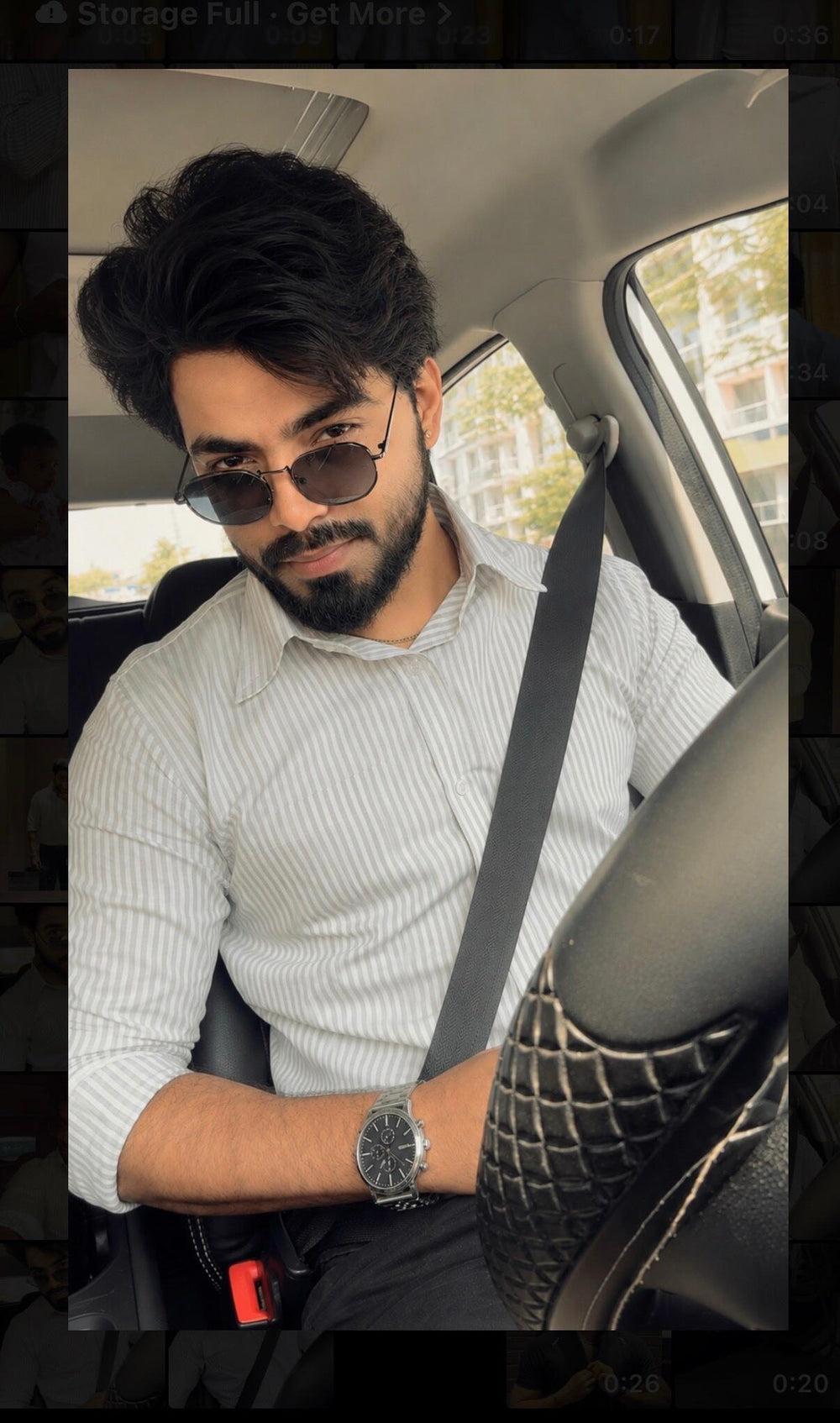Shubz wearing the Dignity Grey Striped Linen Shirt