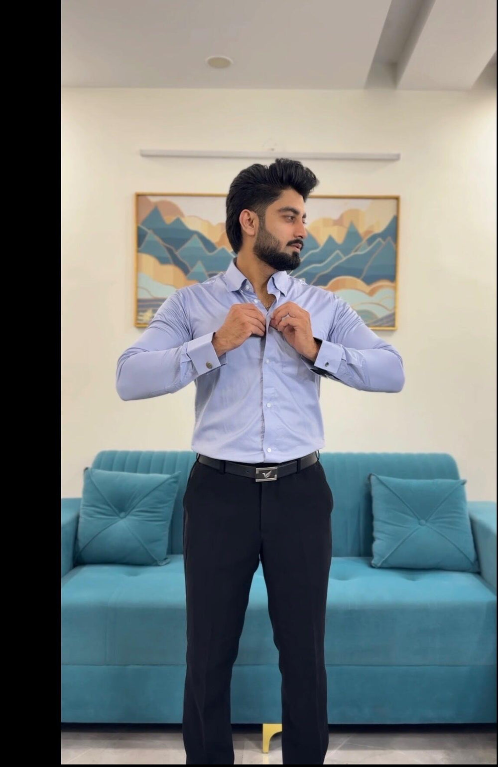 Ujjwal Saraswat wearing the Dignity Light Blue Cotton Shirt