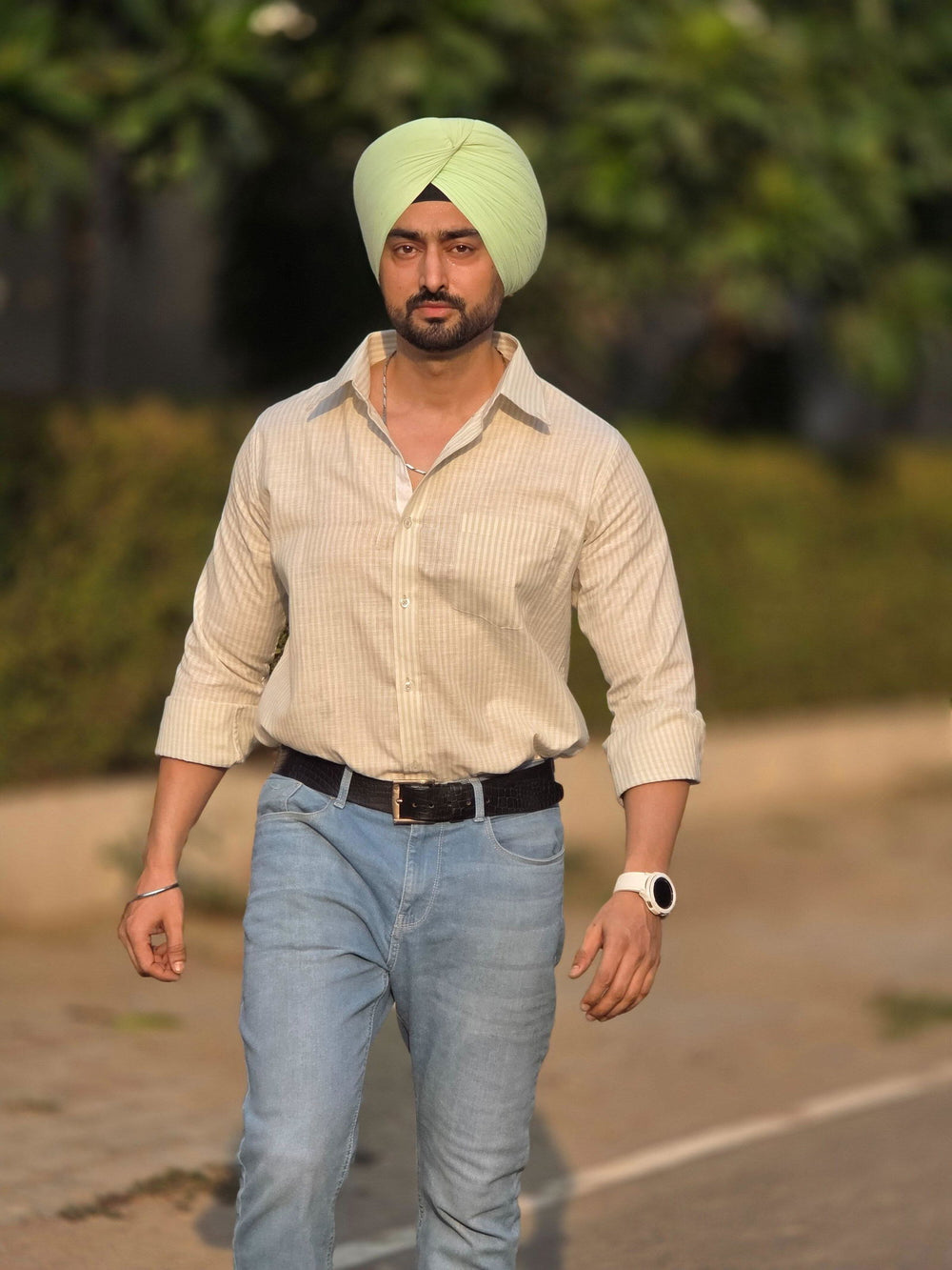 Arjun singh wearing the Dignity Light Green Linen Shirt