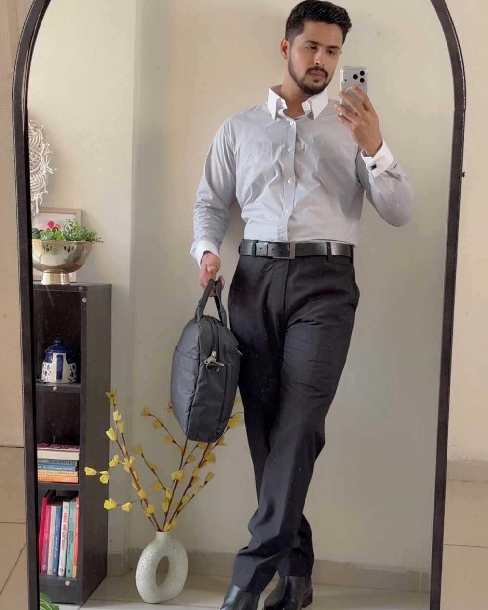 Kaushal Soun wearing the Dignity Light Grey Cotton Shirt