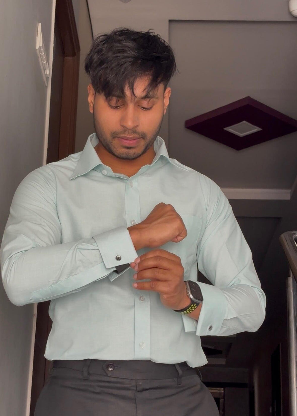 Anonymous wearing the Dignity Pista Green Cotton Shirt