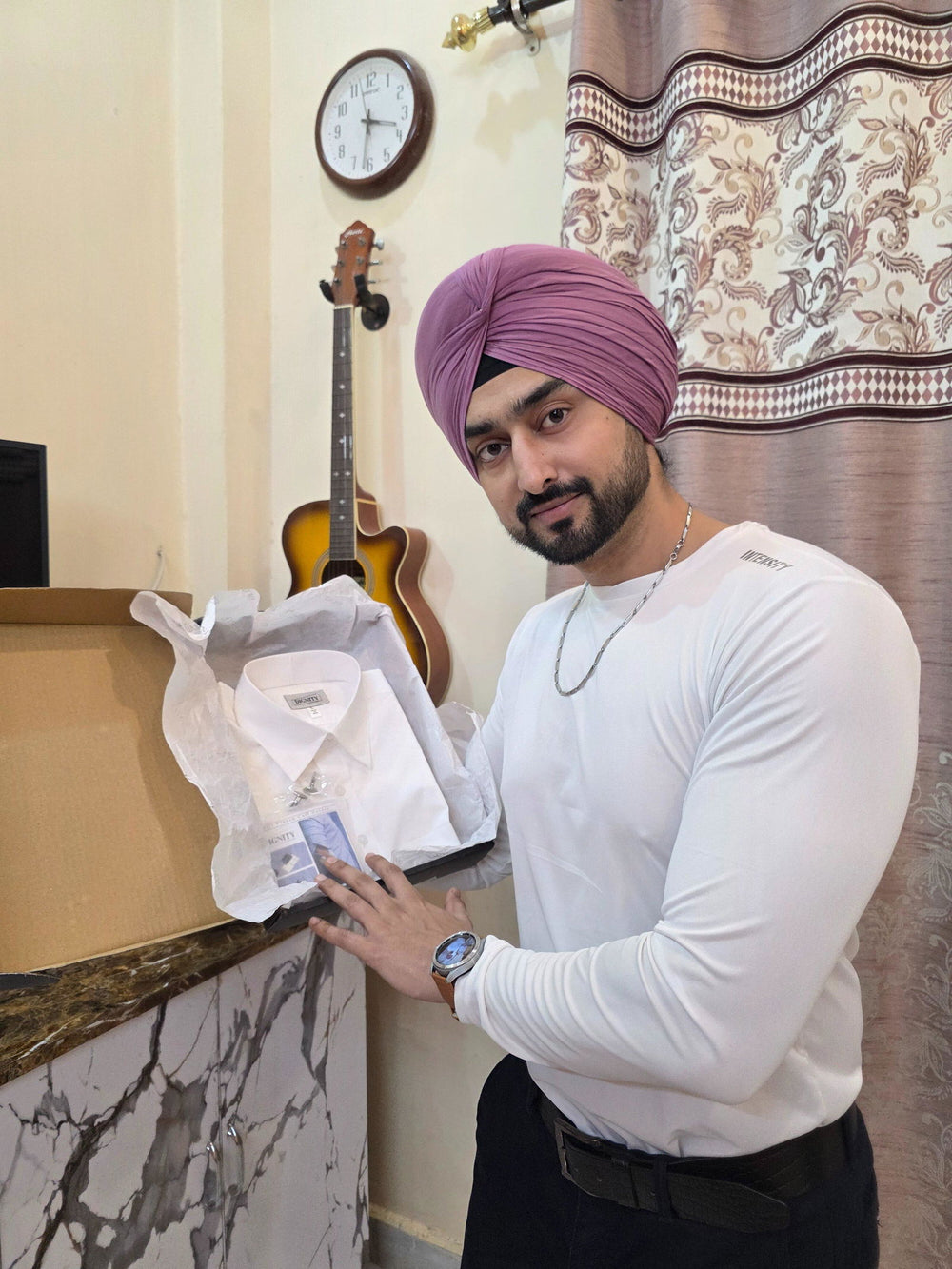 Arjun singh wearing the Dignity White Giza Cotton Shirt