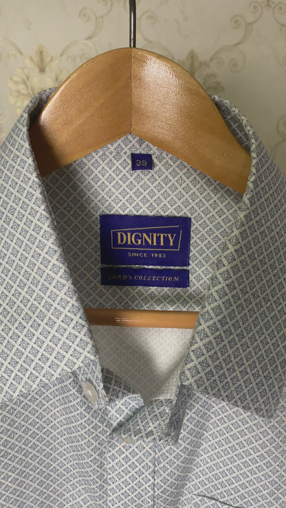 Grey Micro-Print Egyptian Giza Cotton Formal Shirt for Men – Twill Weave & French Cuffs